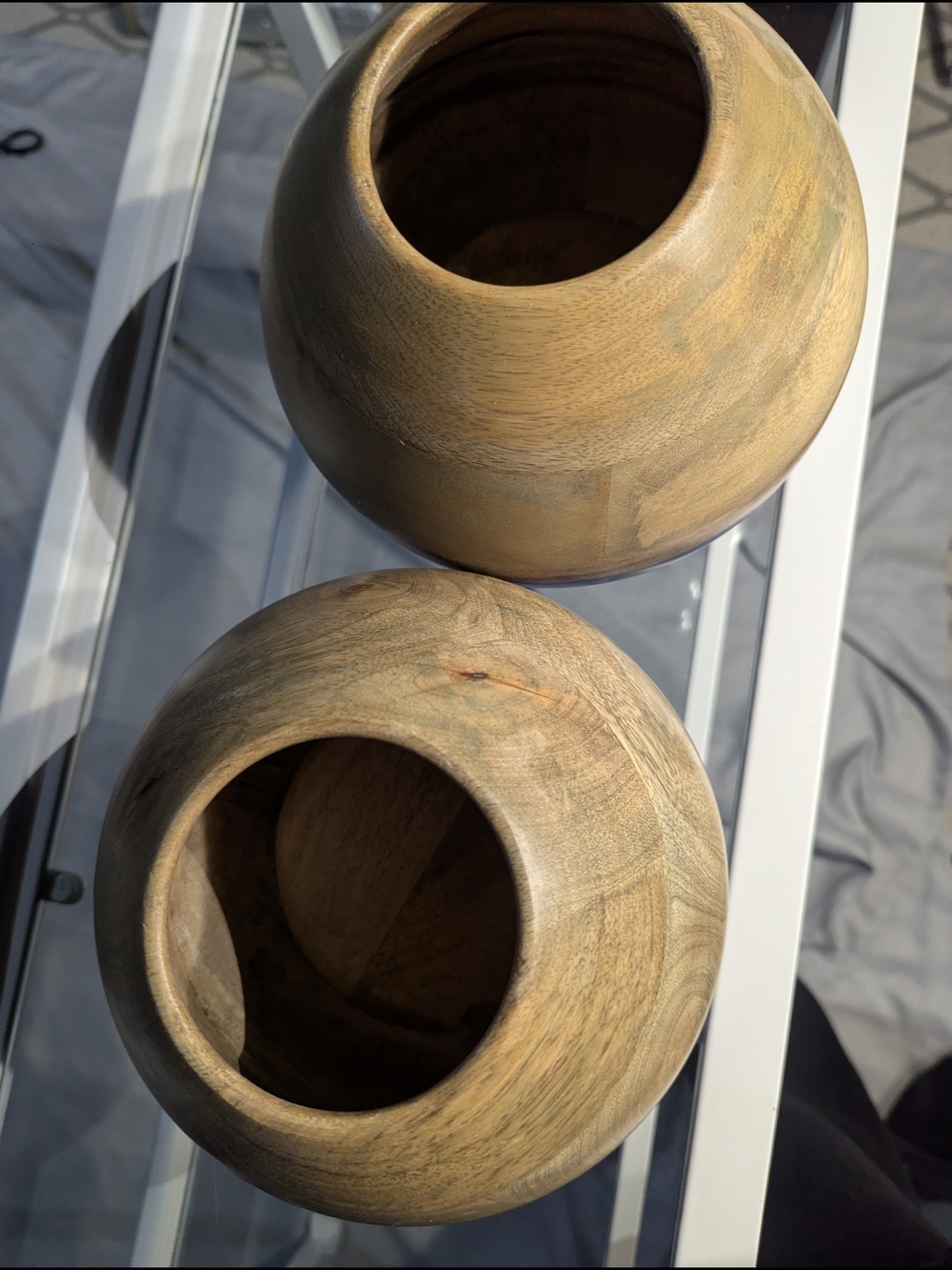 Natural Wood Decorative Vases - Set of 2